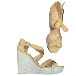 Black Poppy Tan Espadrille Wedge Sandals – Size 8